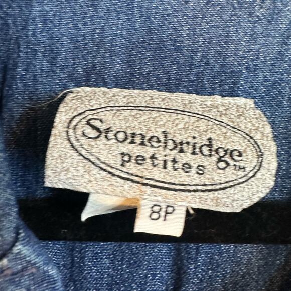 Vintage Stonebridge Women's Blue Denim Western Studded Midi Dress Size 8P - Picture 10 of 12